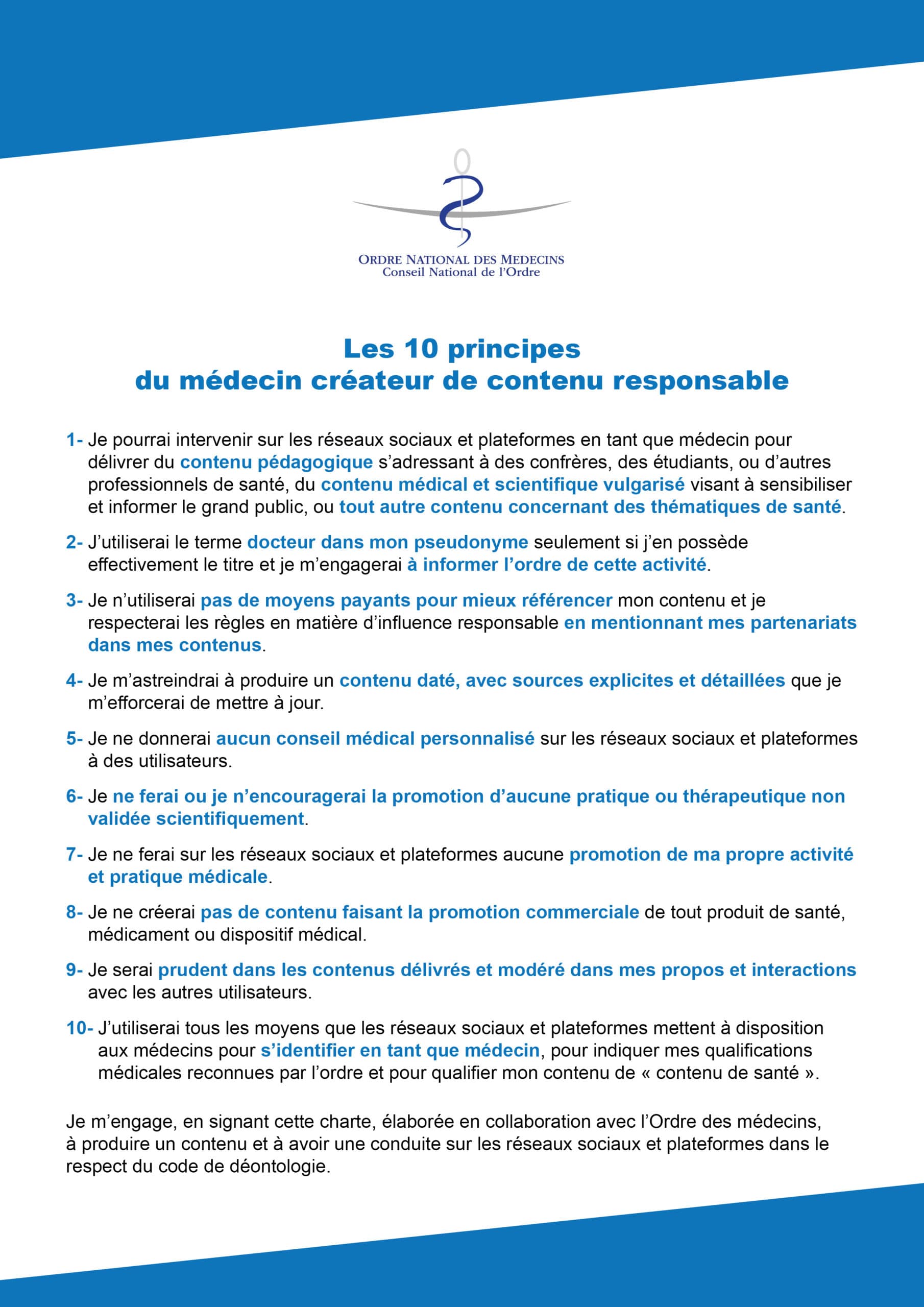 Les 10 principes du médecin créateur de contenu responsable